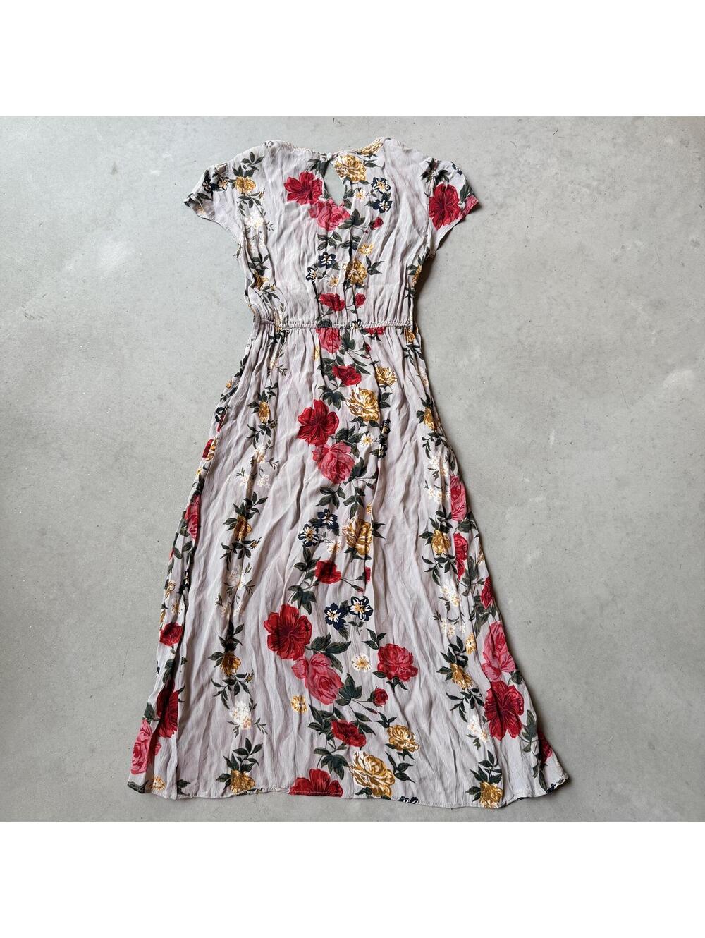 Autumn Wedding Guest Dress Midi Faux Wrap Boho Dress Cap Sleeve Angie Sz Small - Picture 8 of 8